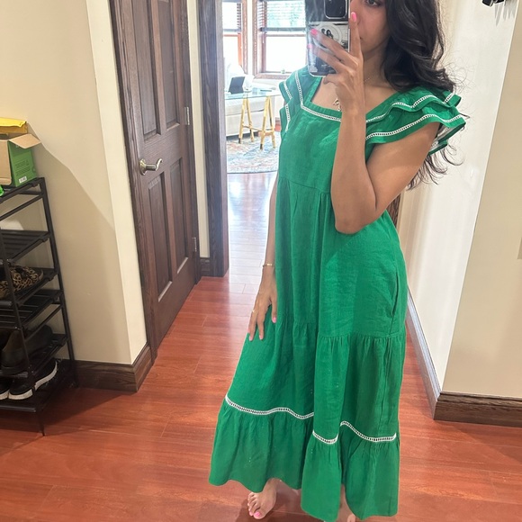 NEW CEFINN Bella tiered linen-blend midi dress - Picture 6 of 9